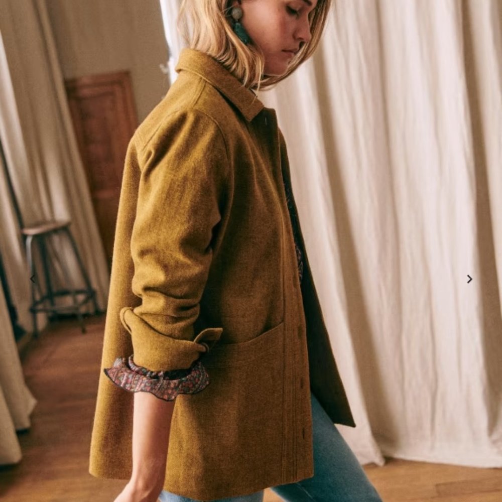 Sezane Will Jacket in Wool Ochre Color Sz M